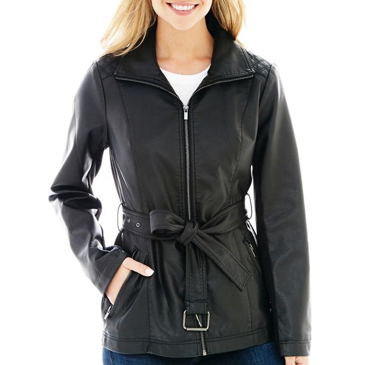 A.n.a Wing Collar Faux-leather Scuba Jacket