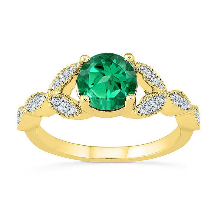 Womens 1/6 Ct. T.w. Green Emerald 10k Gold Cocktail Ring