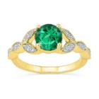 Womens 1/6 Ct. T.w. Green Emerald 10k Gold Cocktail Ring