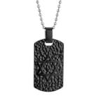Mens Star Of David Stainless Steel & Black Ip Textured Dog Tag Pendant Necklace