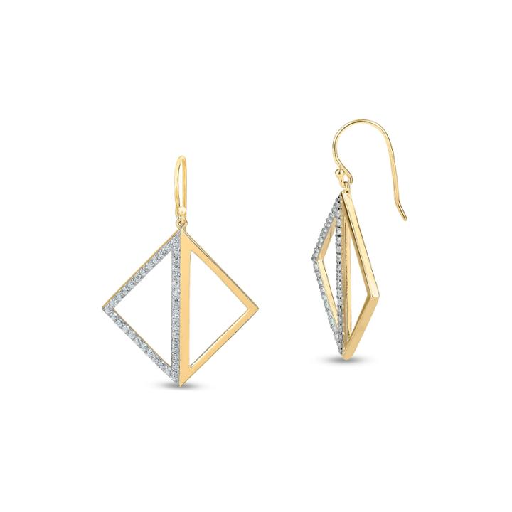 White Cubic Zirconia Gold Over Silver Drop Earrings