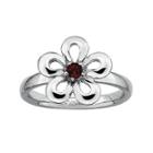 Personally Stackable Genuine Garnet Sterling Silver Flower Stackable Ring