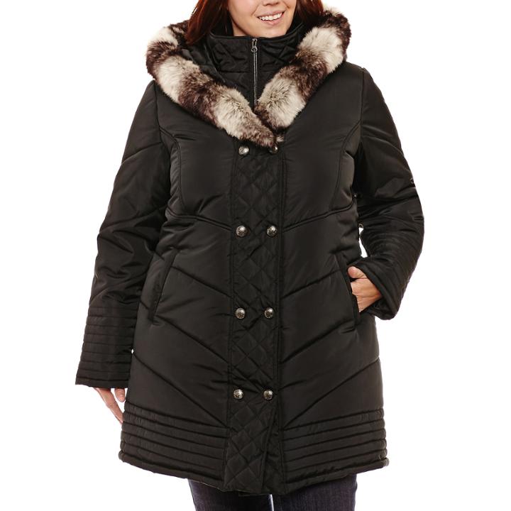 Kc Collections Heavyweight Hooded Puffer Jacket-plus
