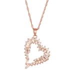 Womens Lab Created White Sapphire 14k Rose Gold Over Silver Rectangular Pendant Necklace