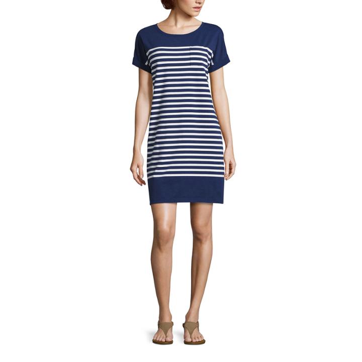 Liz Claiborne Short Sleeve Stripe A-line Dress