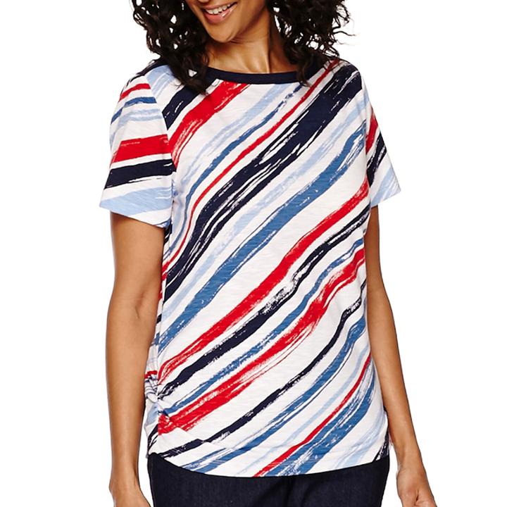 Alfred Dunner All Aboard Short-sleeve Striped Top
