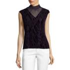 Liz Claiborne Sleeveless Mock Neck Velvet Burnout Top
