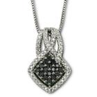 Sterling Silver Color-enhanced Black Diamond Pendant Necklace