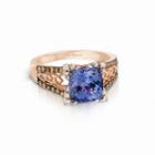 Limited Quantities! Grand Sample Sale By Le Vian Blueberry Tanzanite And 3/8 Ct.t.w. Vanilla Diamonds & Chocolate Diamonds 14k Strawberry Gold Ring