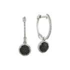 1/2 Ct. T.w. White And Color-enhanced Black Diamond Sterling Silver Hoop Earrings