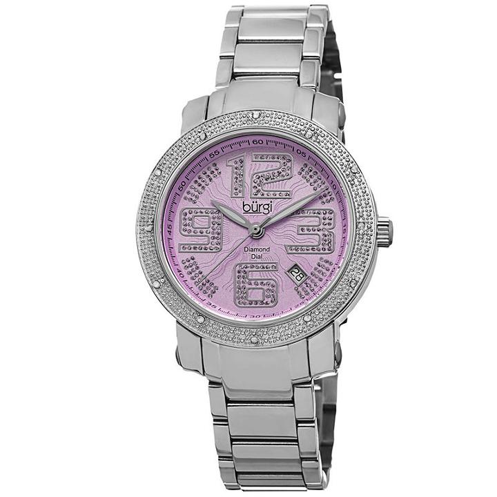 Burgi Womens Silver Tone Strap Watch-b-091sspk