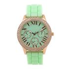 Womens Crystal-accent Multifunction-look Silicone Strap Watch