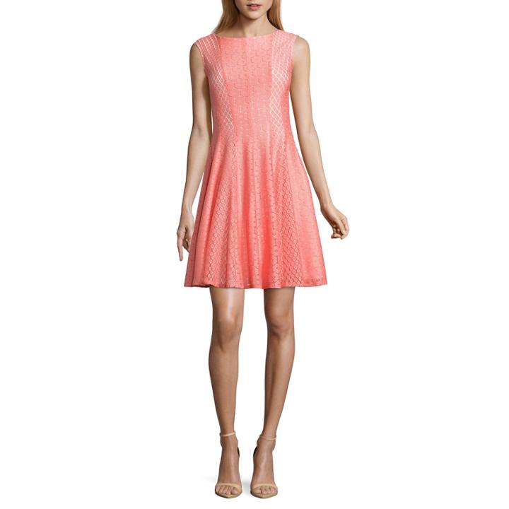 Danny & Nicole Sleeveless Lace Fit & Flare Dress-petites