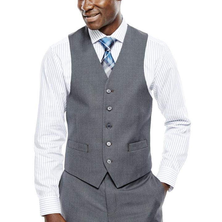Collection By Michael Strahan Gray Weave Suit Vest - Classic Fit