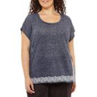Liz Claiborne Short Sleeve Scoop Neck T-shirt-womens Plus