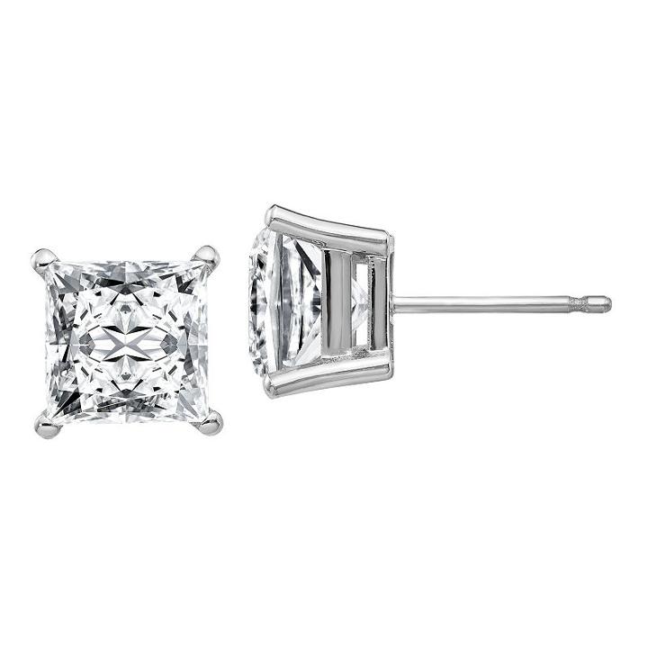 3 Ct. T.w. White Moissanite 6.5mm Square Stud Earrings