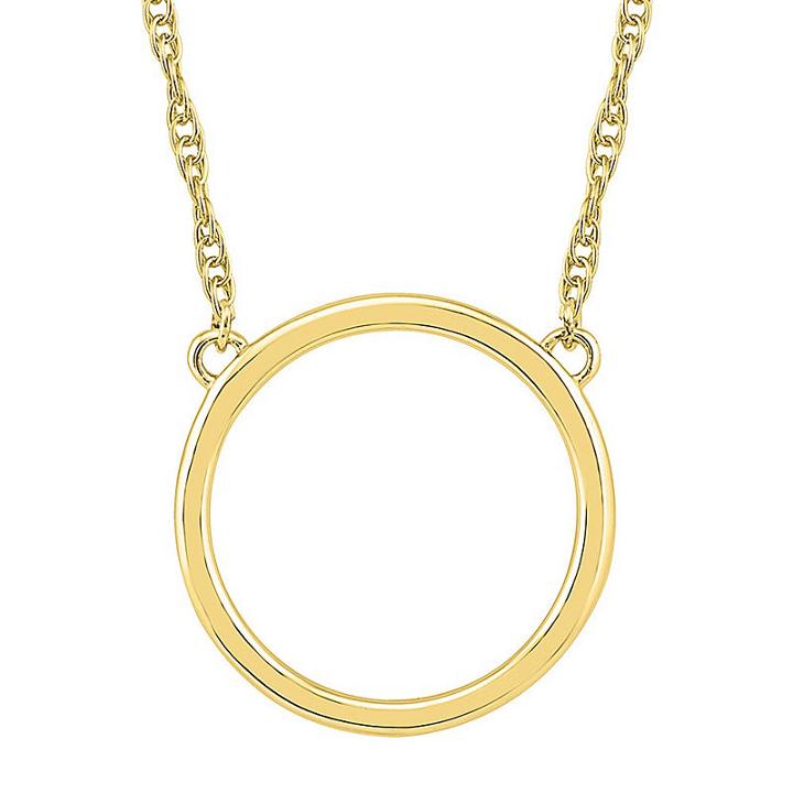 Womens 10k Gold Round Pendant Necklace