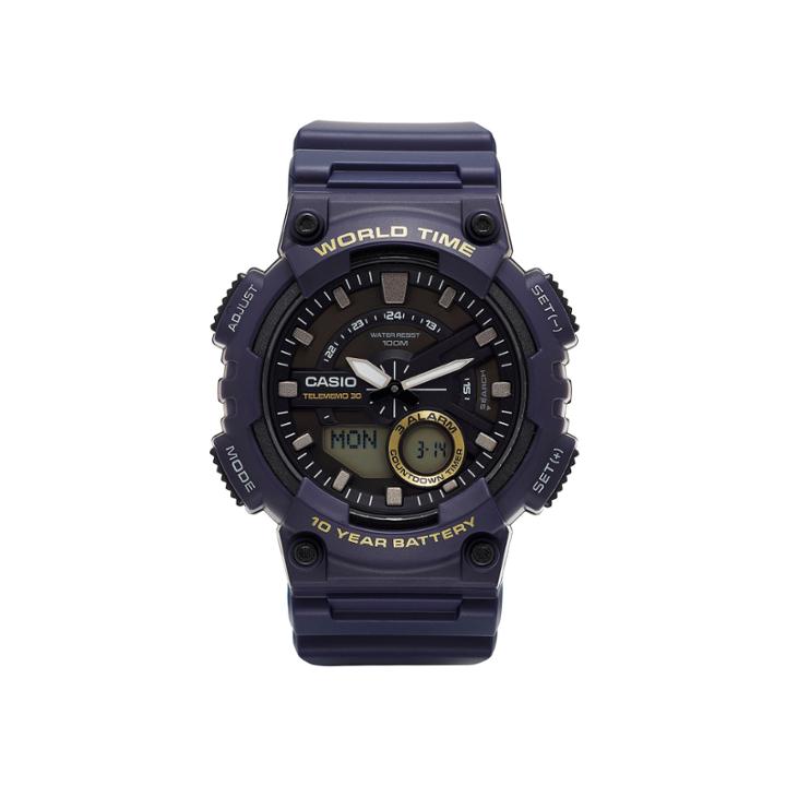Casio Mens Blue 3d Dial Heavy Duty Strap Watch Aeq110w-1av