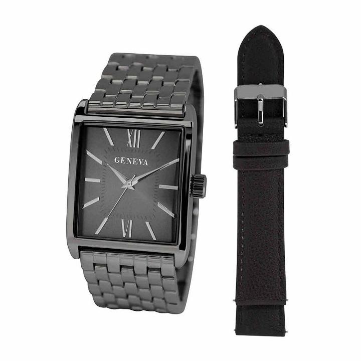 Geneva Mens Black 2-pc. Watch Boxed Set-jry1805gugubk