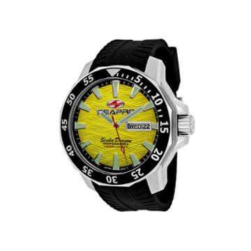Seapro Scuba Dragon Diver Mens Yellow Dial Black Silicone Strap Watch