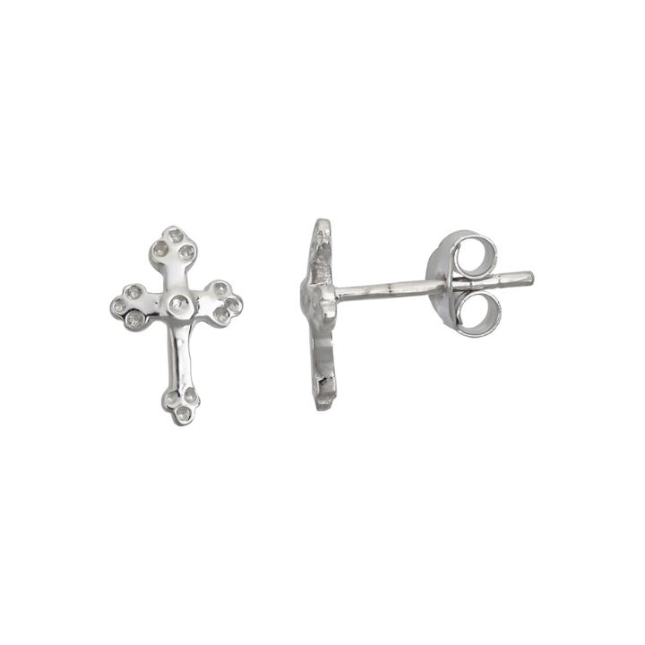 Sterling Silver Textured Cross Stud Earrings