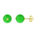 Genuine Green Jade 14k Gold 8mm Stud Earrings