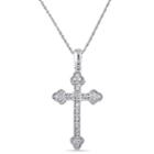 Womens 1/10 Ct. T.w. Genuine White Diamond 10k Gold Cross Pendant Necklace