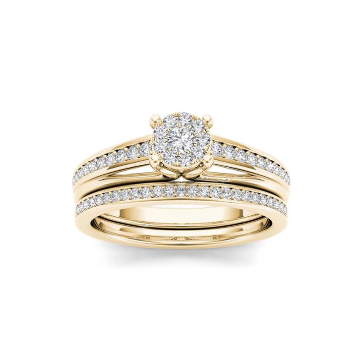 3/8 Ct. T.w. Diamond 10k Yellow Gold Bridal Ring Set