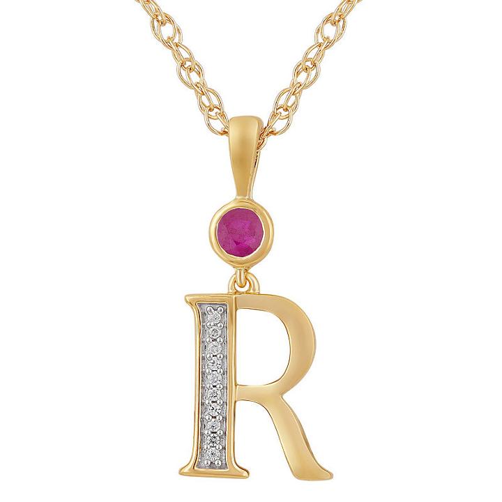 R Womens Lab Created Red Ruby 14k Gold Over Silver Pendant Necklace