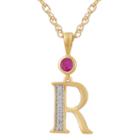 R Womens Lab Created Red Ruby 14k Gold Over Silver Pendant Necklace