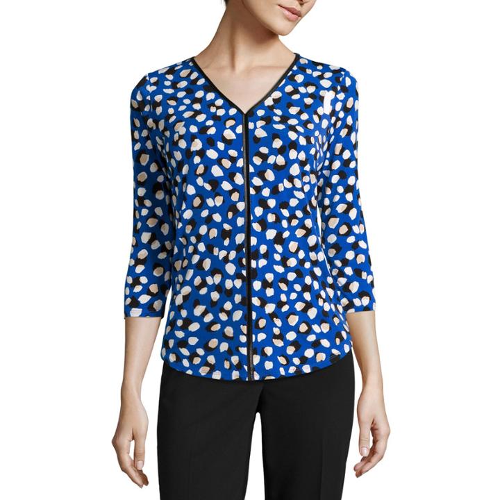 Liz Claiborne Long-sleeve Pleather-trim Tee