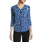 Liz Claiborne Long-sleeve Pleather-trim Tee