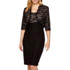 Perceptions Elbow Sleeve Applique Jacket Dress-petites