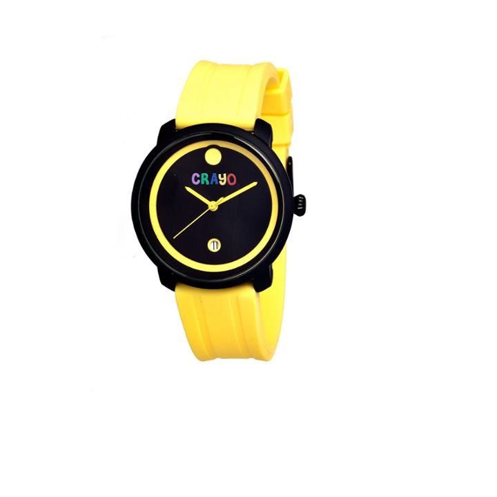 Crayo Unisex Fresh Yellow Rubber-strap Watch With Date Cracr0306