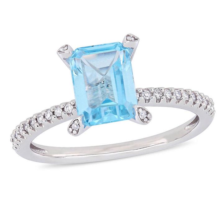 Womens 1/10 Ct. T.w. Genuine Topaz Blue 10k White Gold Cocktail Ring