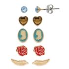 Disney 5 Pair Beauty And The Beast Earring Sets