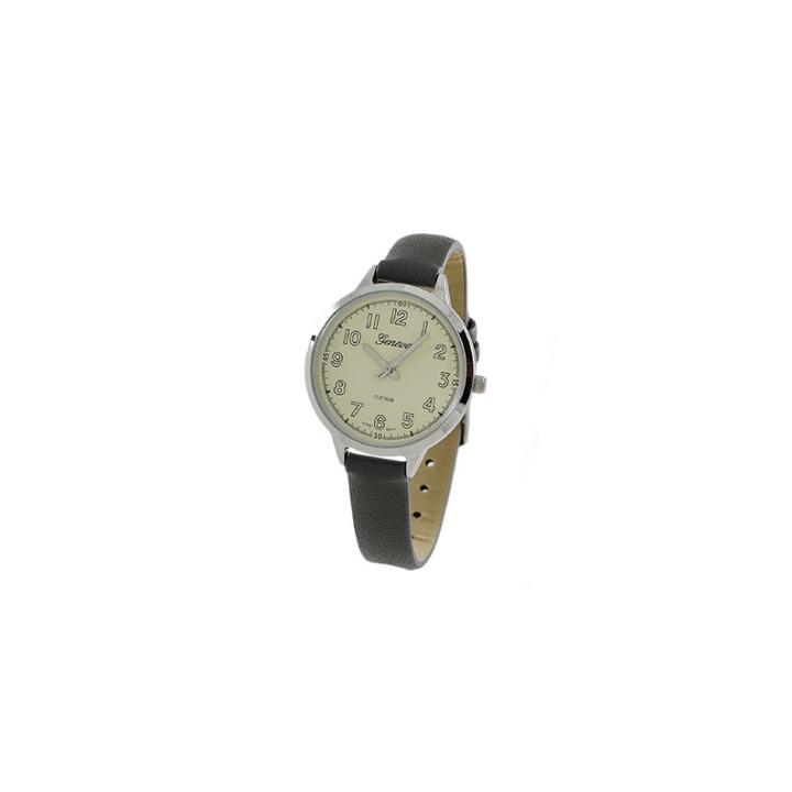 Geneva Platinum Womens Gray Strap Watch-5979