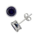 Lab Created Blue Sapphire Sterling Silver Stud Earring