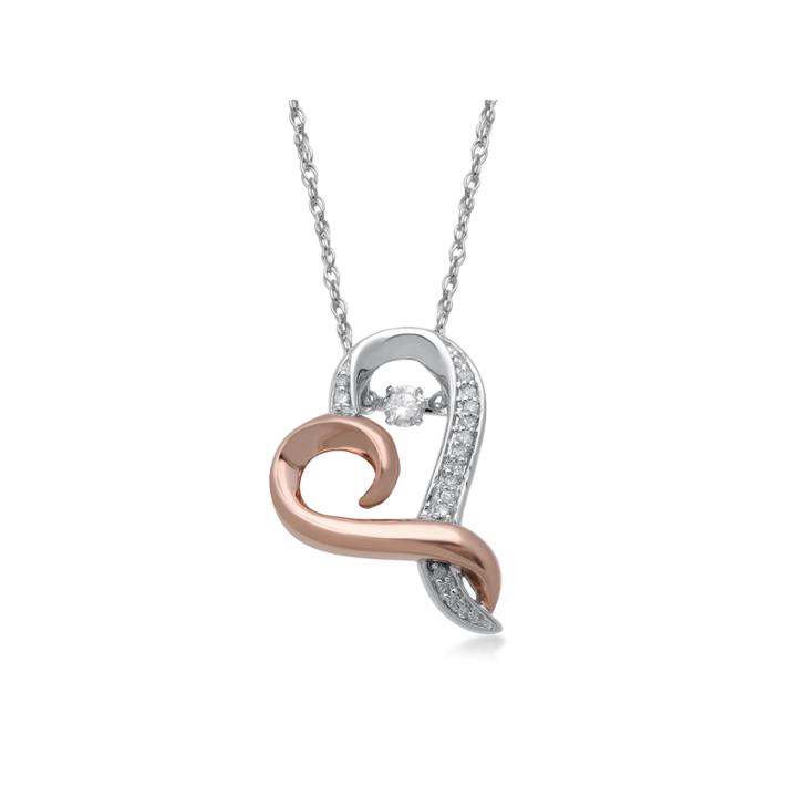 Hallmark Diamonds 1/5 Ct. T.w. Diamond Sterling Silver With 14k Rose Gold Accent Necklace