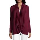 Liz Claiborne Long Sleeve Surplice Knit Topt-womens