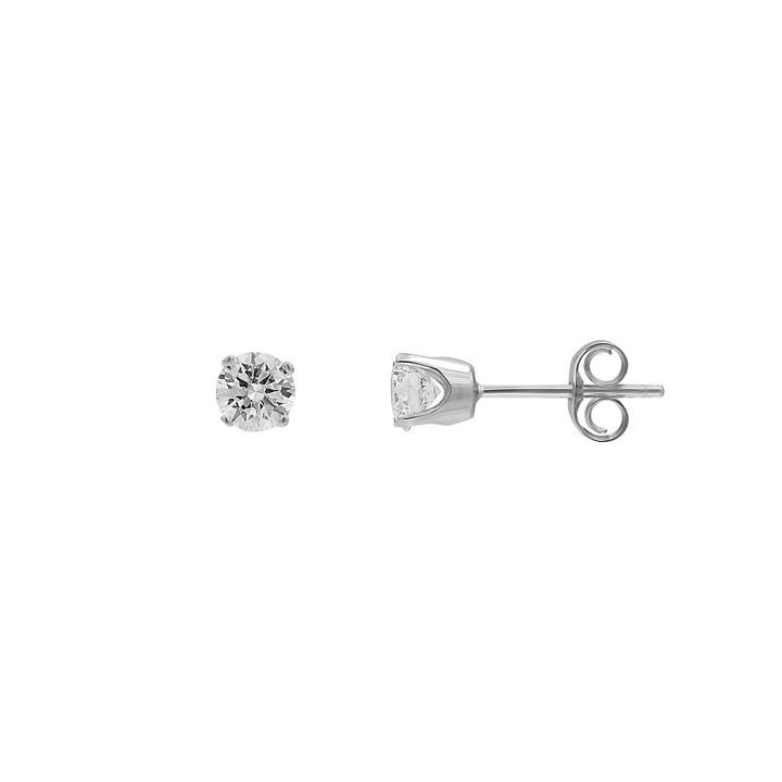 1/2 Ct. T.w. Genuine White Diamond 14k White Gold 3.8mm Stud Earrings