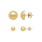 Infinite Gold&trade; 14k Yellow Gold Ball And Dome 2-pr. Stud Earring Set