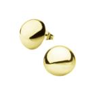 Stainless Steel And Yellow Ip 14mm Hollow Button Stud Earrings
