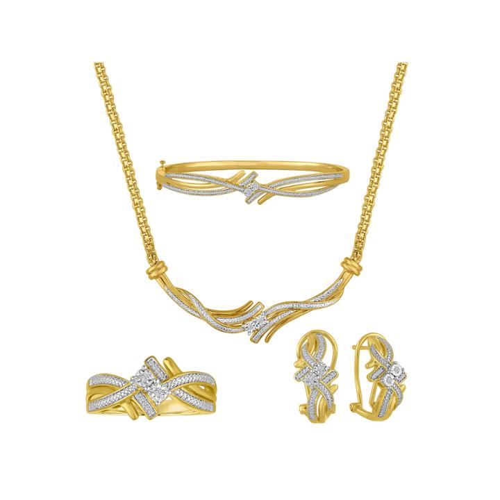 4-pc. 1/5 Ct. T.w. White Diamond Brass Gold Over Brass Jewelry Set