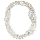 64 Cultured Freshwater Coin Pearl Sterling Silver Endless Strand Necklace