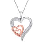 Forevermine 1/4 Ct. T.w. Diamond Two-tone Triple-heart Pendant Necklace