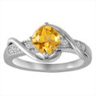 Womens Citrine Yellow Sterling Silver Cocktail Ring