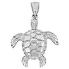 Sterling Silver Diamond-cut Turtle Charm Pendant