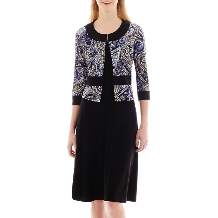 R & K Originals 3/4-sleeve Paisley Print Jacket Dress
