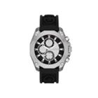 Mens Multifunction-look Black Silicone Strap Watch